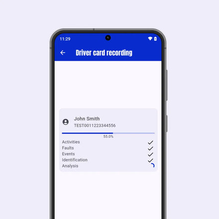 Driver card recording with myTacho mobile app.