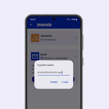 Funkcija myTacho+ mobilne aplikacije, katera omogoča, enostavno deljenje DDD datoteke na e-pošto po vsakem snemanju tahografa ali voznikove kartice.