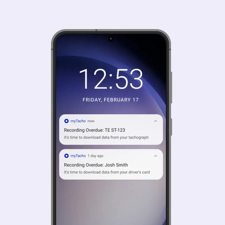 myTacho+ myTacho+ notifies users when a tachograph or driver card recording is due.