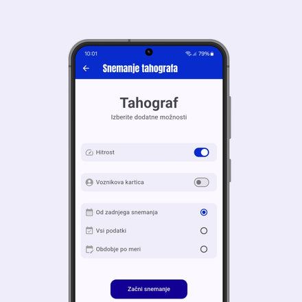 Snemanje tahografa s z mobilno aplikacijo myTacho.