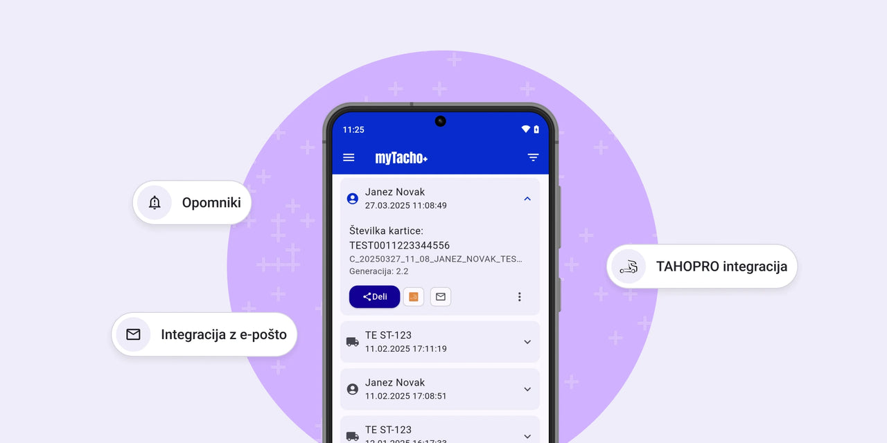 myTacho+ opis prednosti ob nadgradnji mobilne aplikacije.