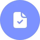 Icon of a document with a check mark inside a blue circle