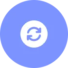 Blue circle with a white auto update symbol in the center.