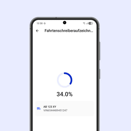 Handybildschirm zeigt die Tachograph-Aufzeichnung in der myTacho-App.